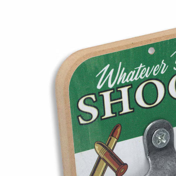 Remington Wall Bottle Opener by Open Roads, featuring a rustic design, measuring 3.5"x6", perfect for any bar or kitchen.