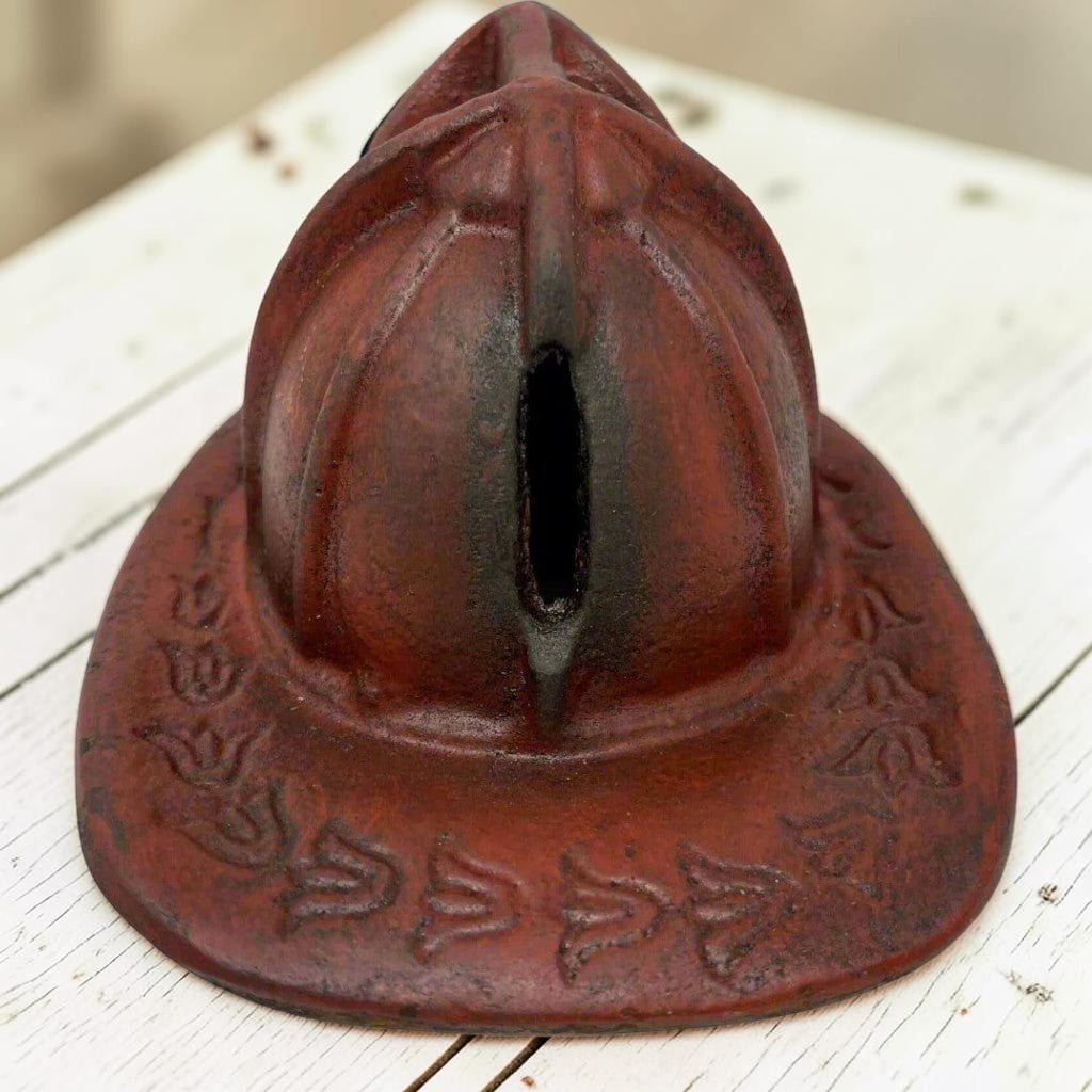Fireman Helmet Cast Iron Coin Bank With Antique Finish (4.5" x 3" x 5.5") - Jones Peak