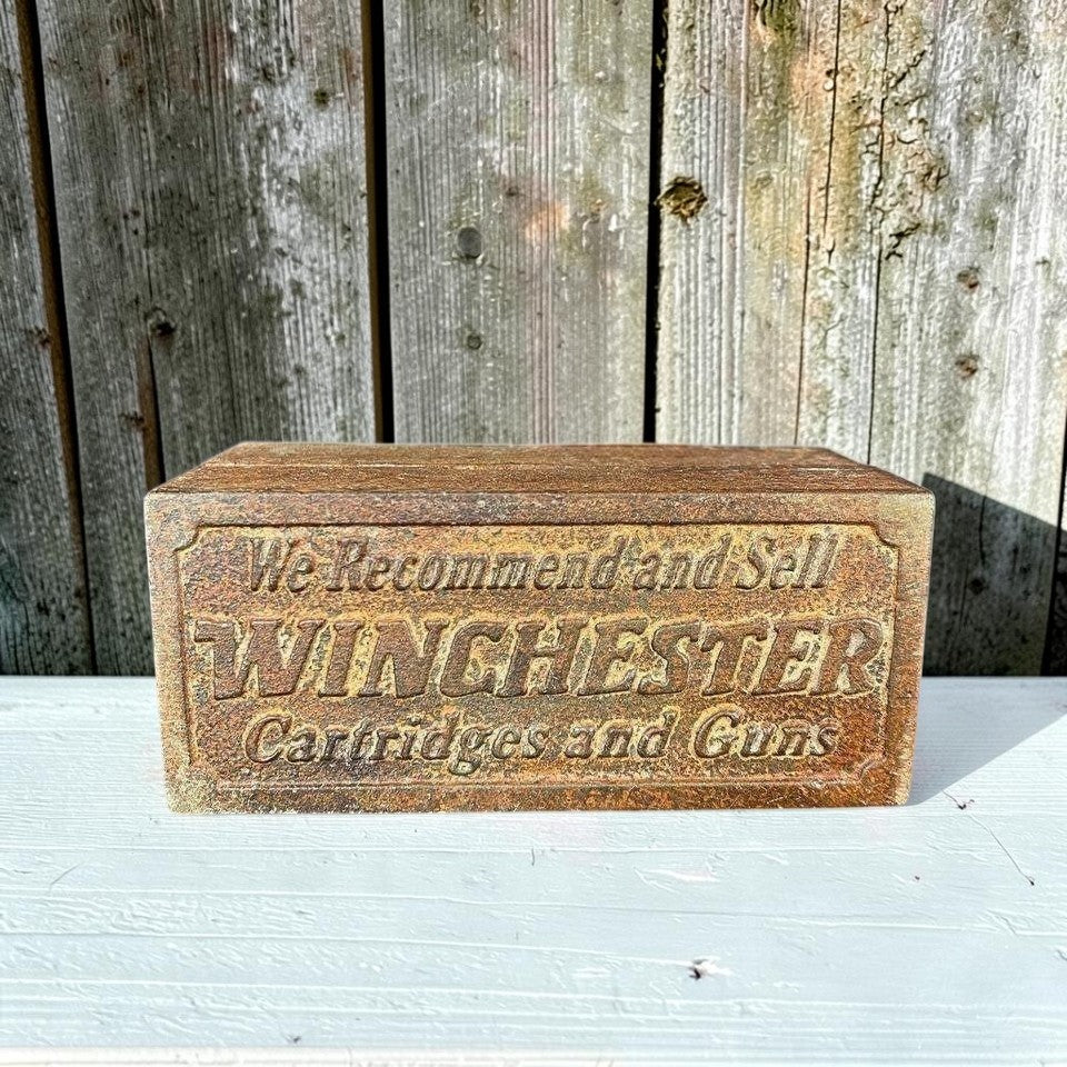 Winchester Cast Iron Coin Bank With Raised Lettering And Antique Finish (4" x 2" x 2") - Jones Peak