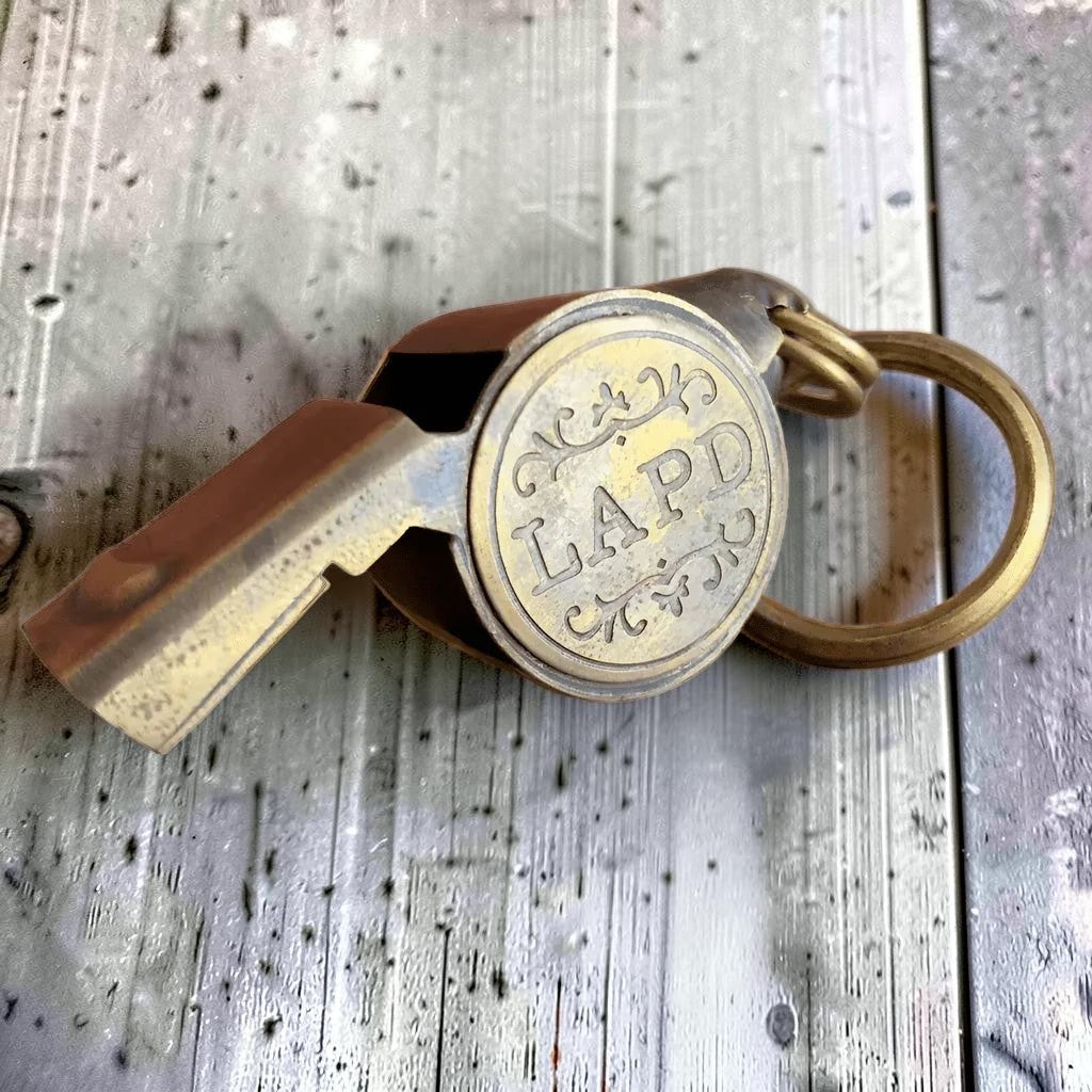 LAPD 1920's Solid Brass Star Police Whistle (2" Long) - Jones Peak