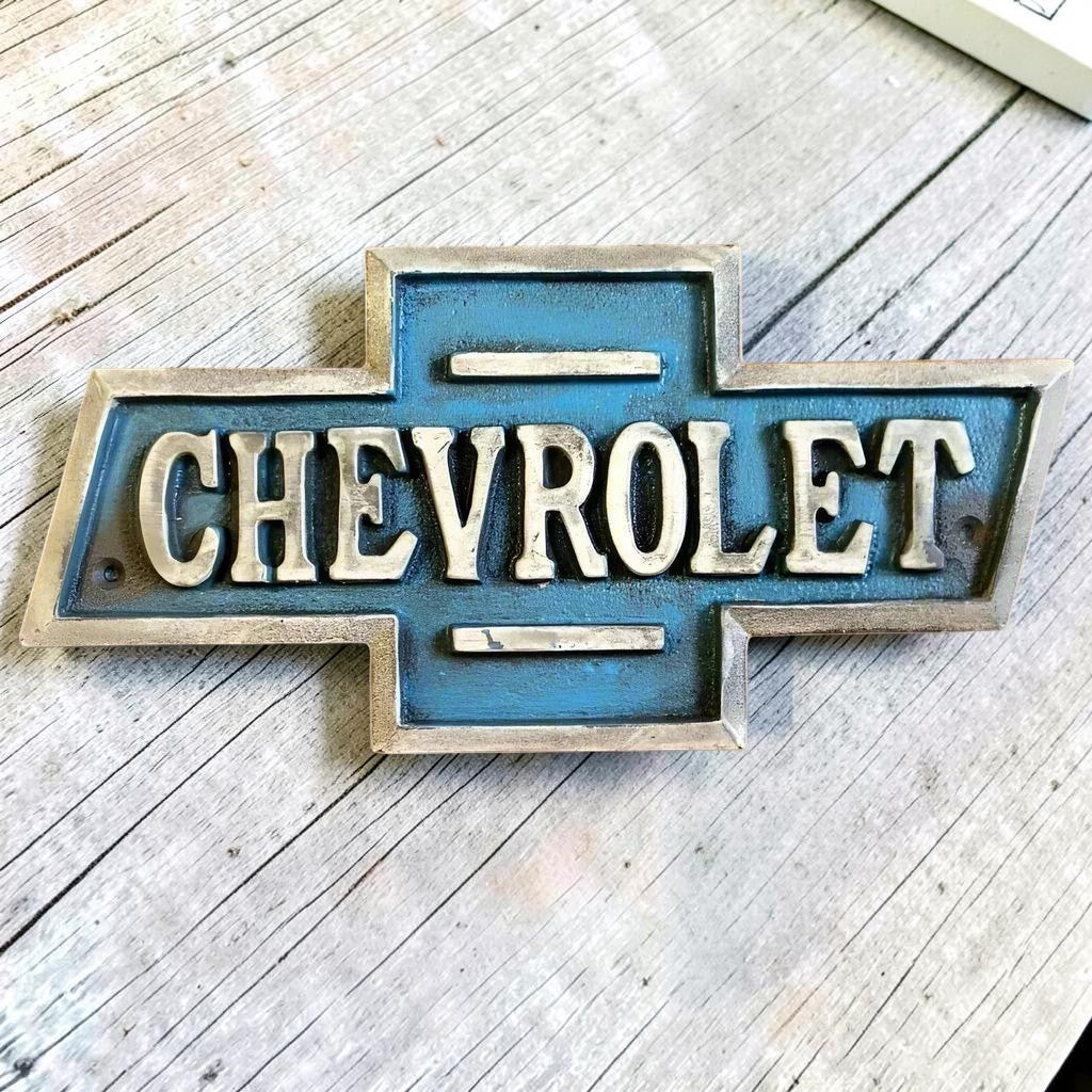 Chevrolet Cast Iron Embossed Plaque With Painted Antique Finish (9.5" x 5") - Jones Peak