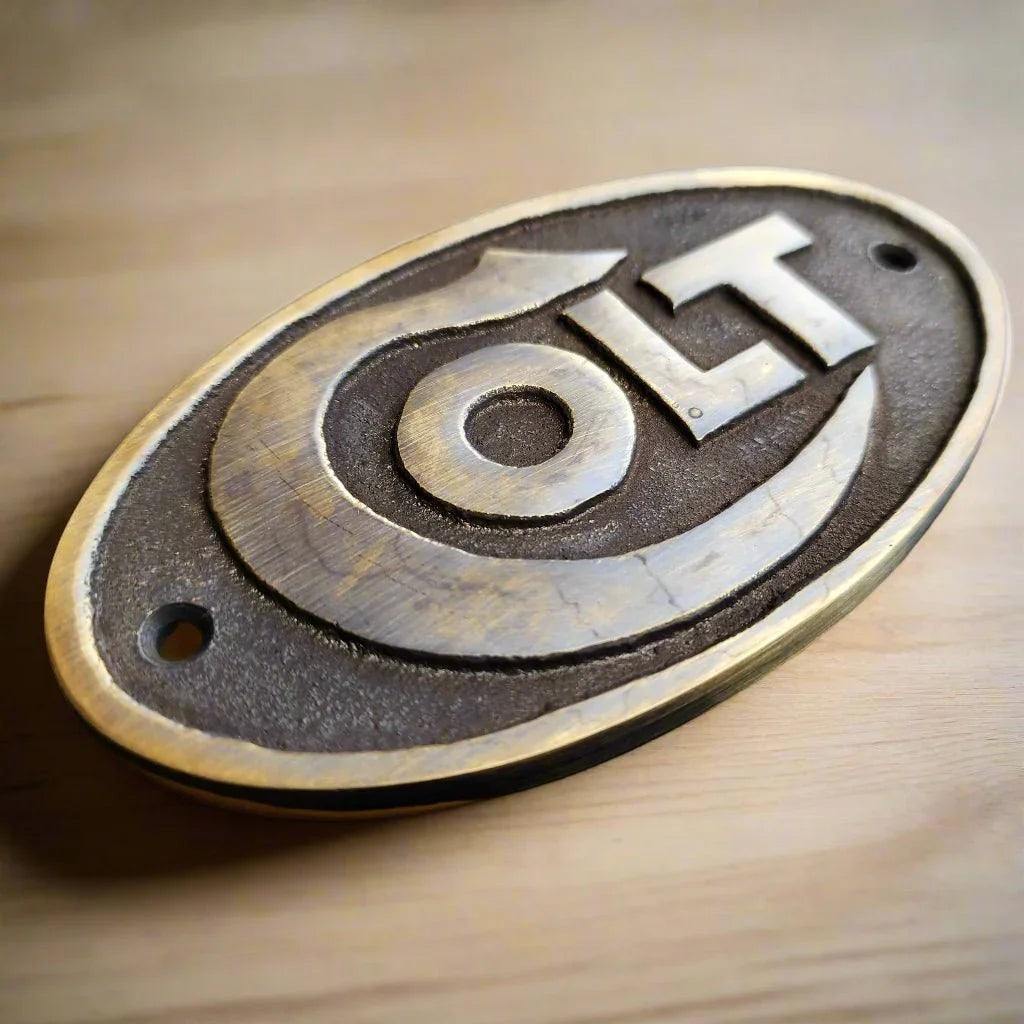 Colt Solid Brass Plaque With Raised Lettering & Antique Finish (5" x 2.75") - Jones Peak