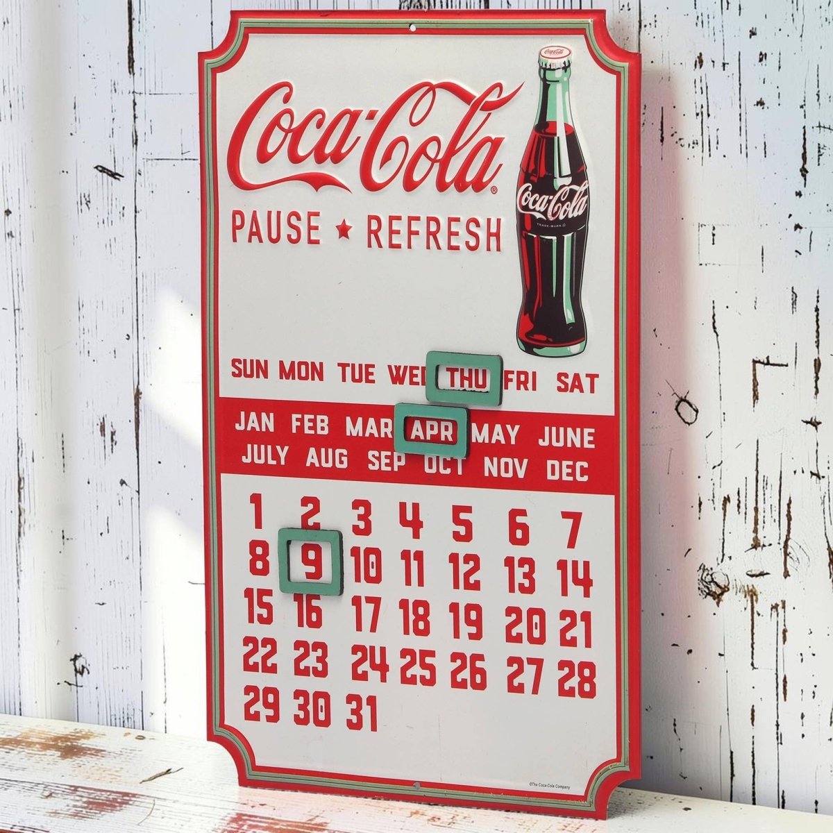 Coca - Cola Calendar Embossed Metal Sign - Jones Peak