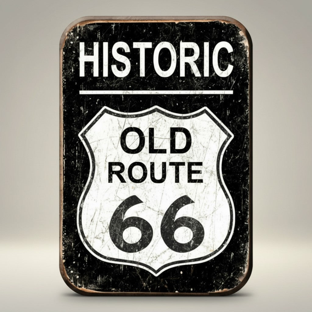 Jones Peak Route 66 Historic Road magnet, black with white text and shield graphic. Metal wrapped with printed media.