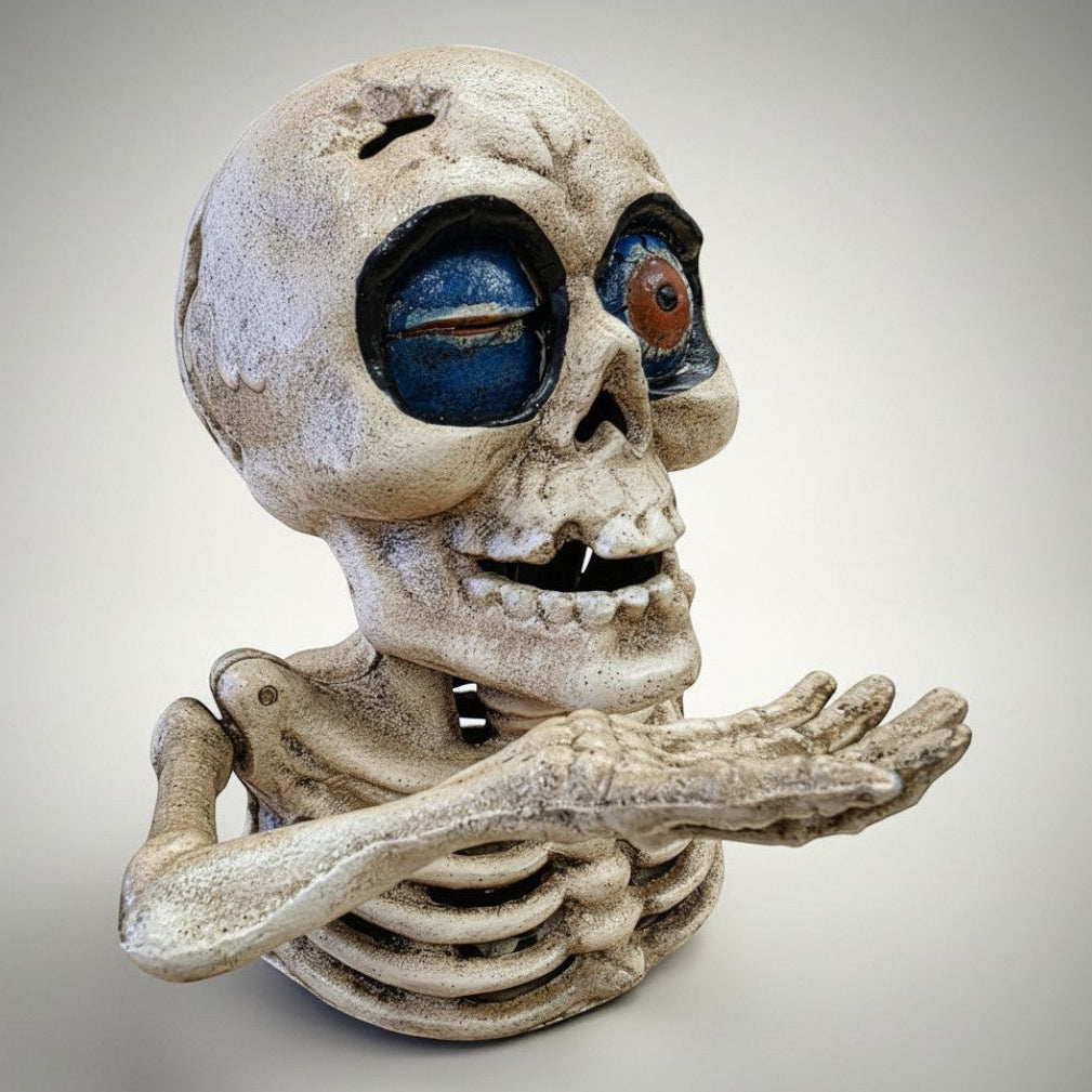 One-Eyed Skull Cast Iron Mechanical Coin Bank - Jones Peak