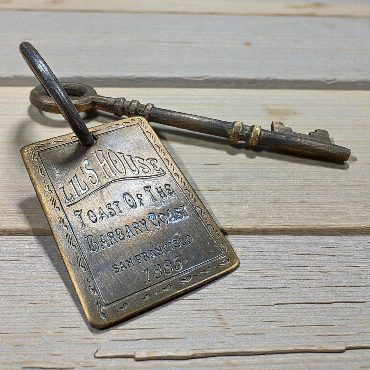 Lil's House San Francisco Brothel Room Brass Tag & Key - Jones Peak