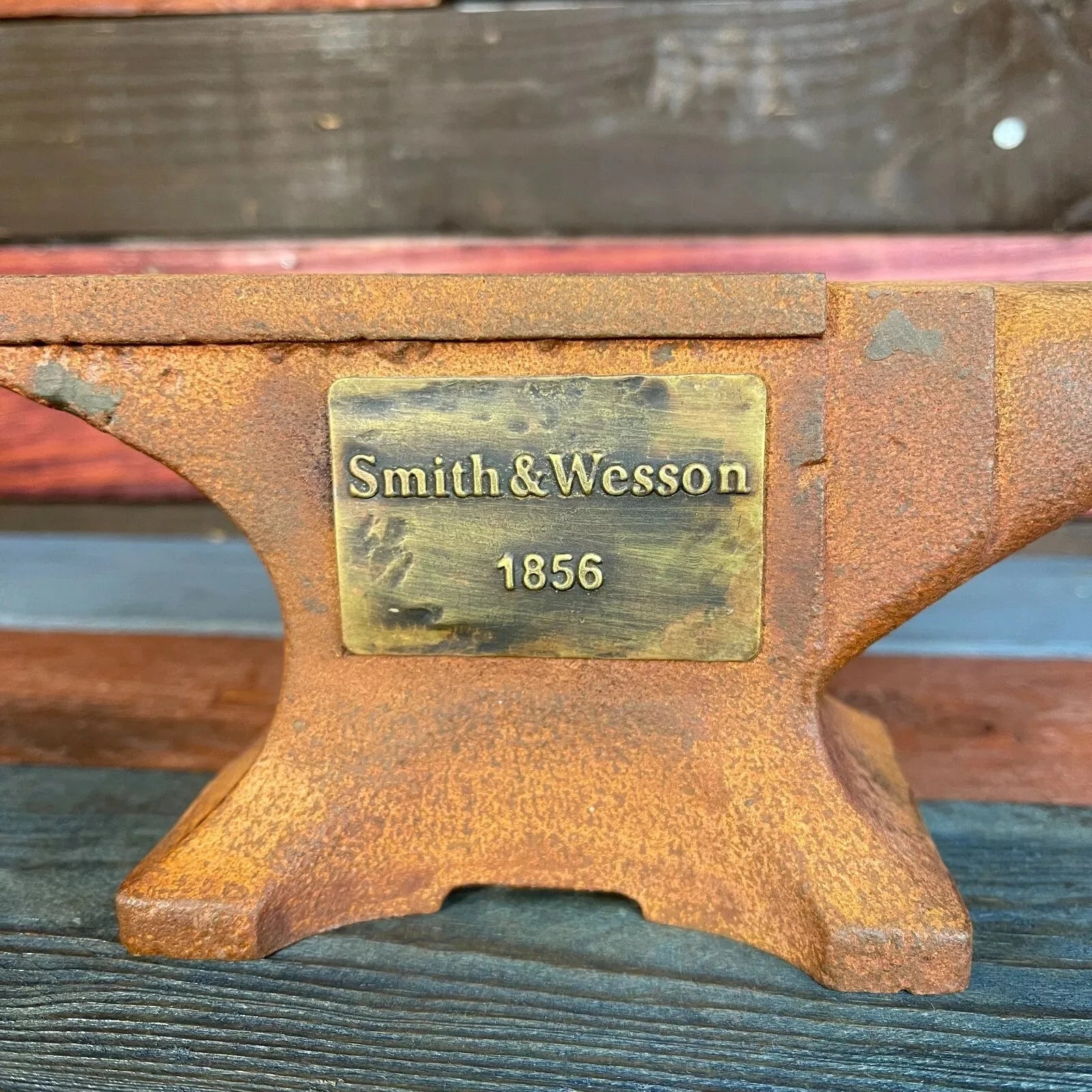 Smith & Wesson 1856 Cast Iron Anvil Paperweight With Antique Finish (8" x 3.5" x 2") - Jones Peak