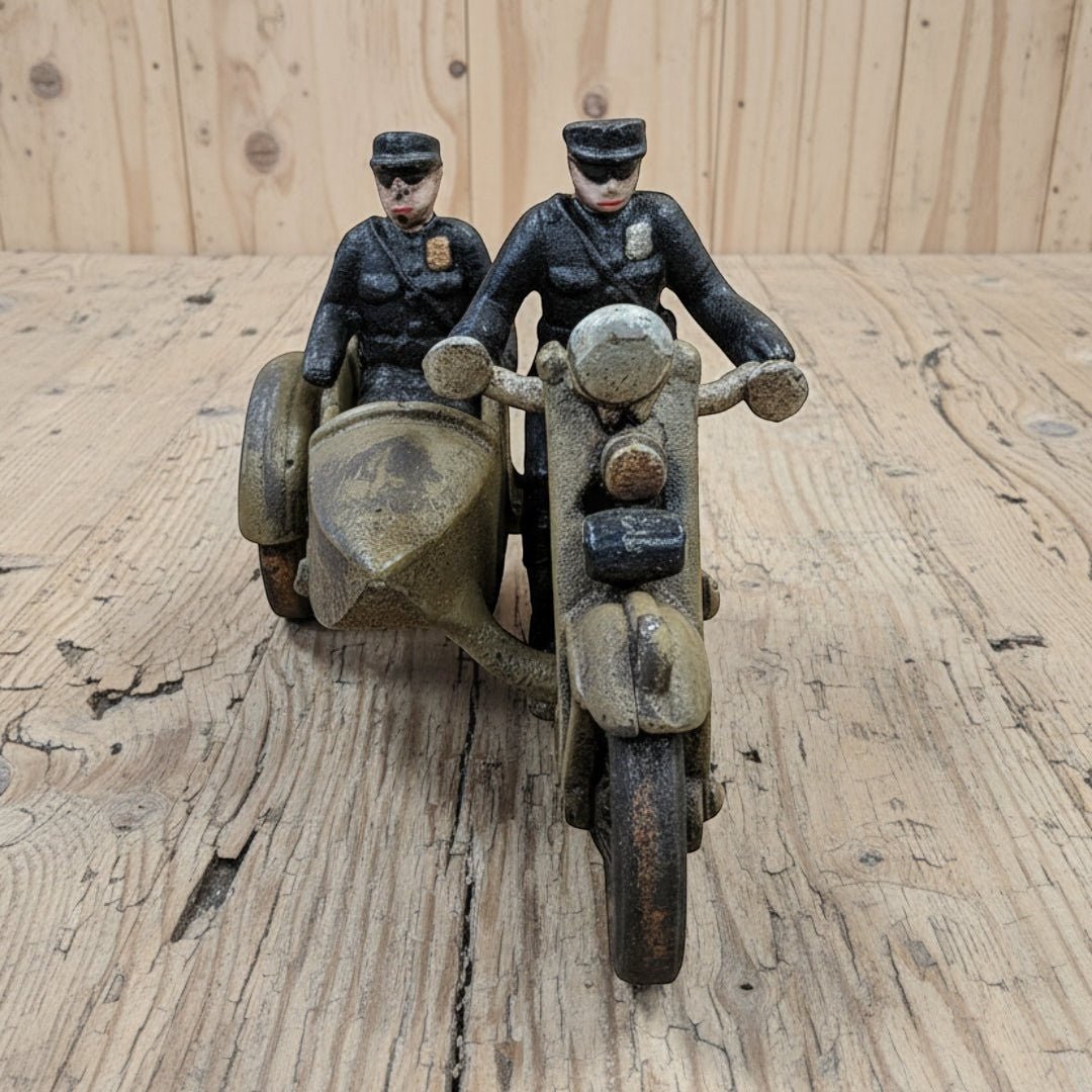 Police Cast Iron Motorcycle With Side Car - Jones Peak
