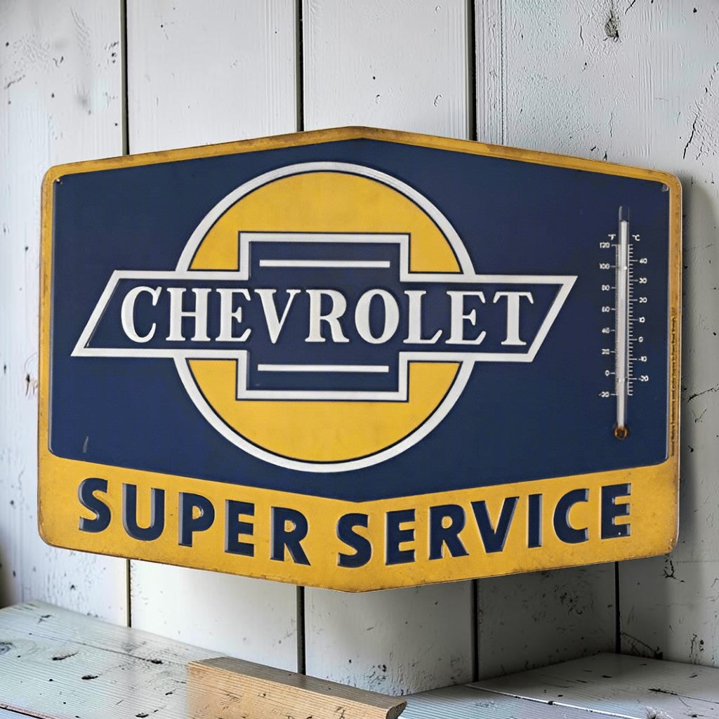 Chevrolet Super Service Embossed Wall Thermometer (14" x 10.25") - Jones Peak
