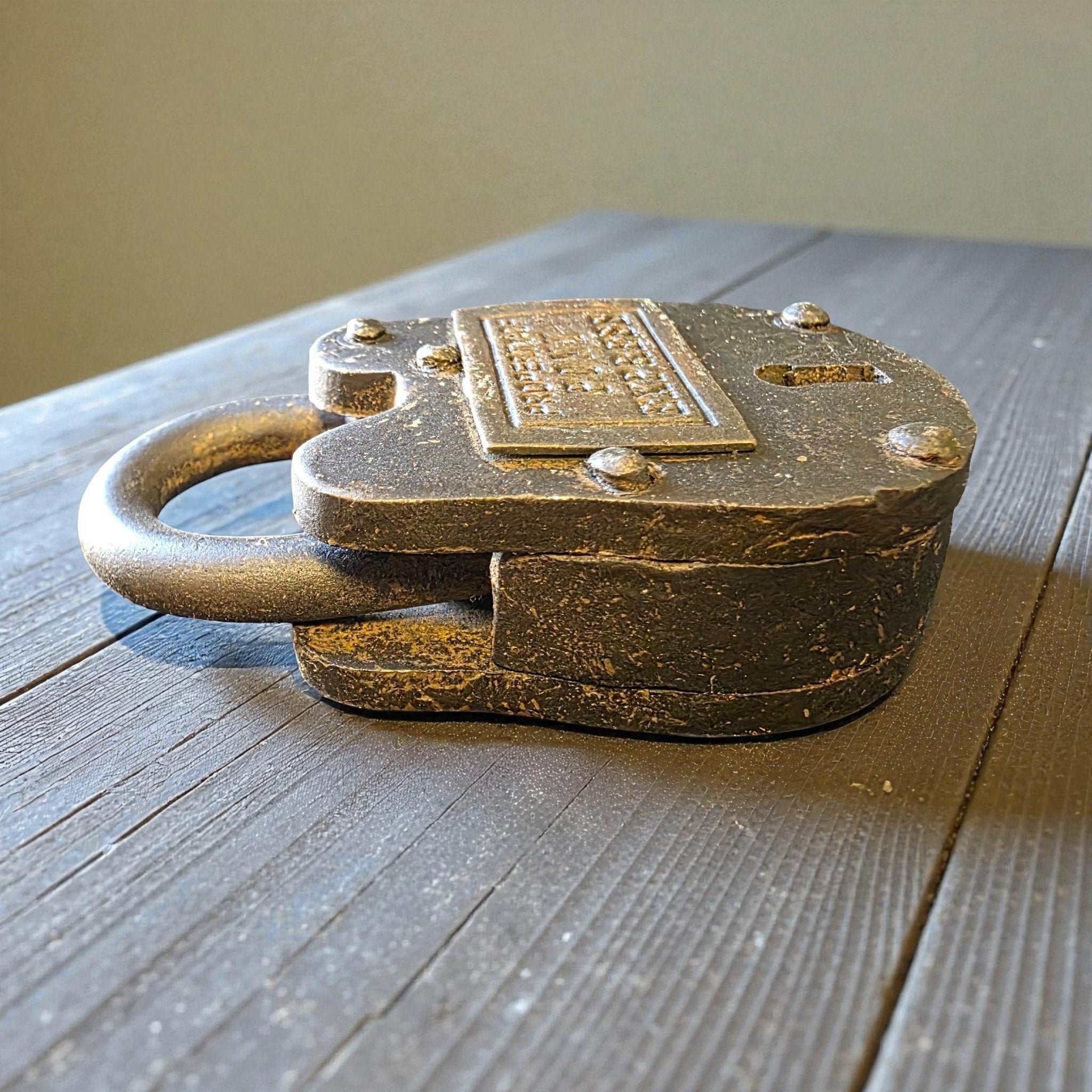 Folsom Prison Cast Iron Lock with Brass Tag & Keys - Jones Peak