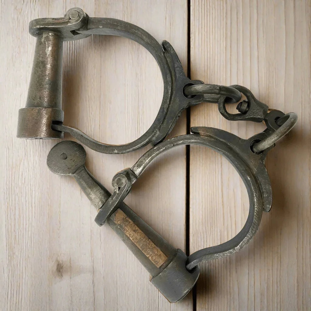 Folsom Prison Cast Iron Handcuffs with Brass Tag - Jones Peak
