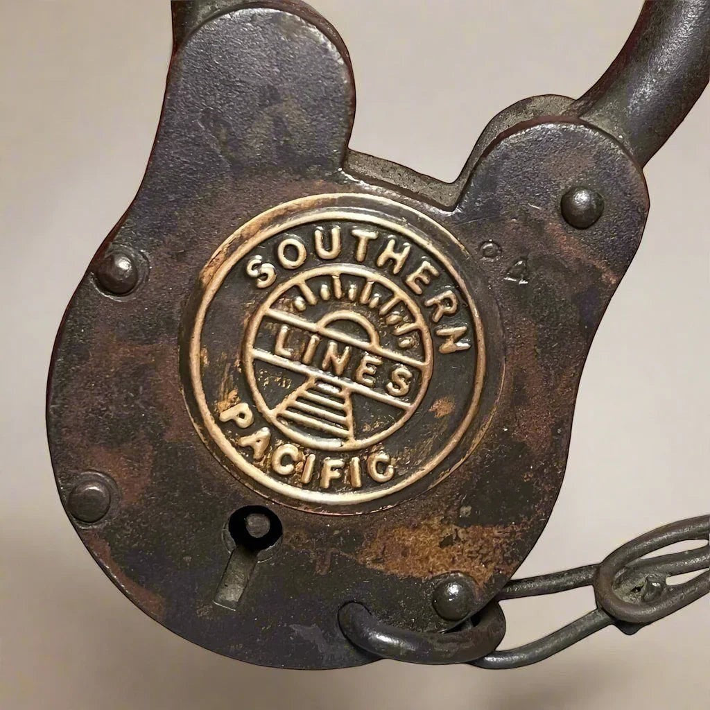 Southern Railroad Cast Iron Lock with Chain & Brass Tag - Jones Peak
