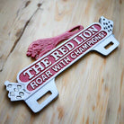 Red Lion Roar With Champions License Plate Aluminum FOB Topper (9.75" x 11") - Jones Peak