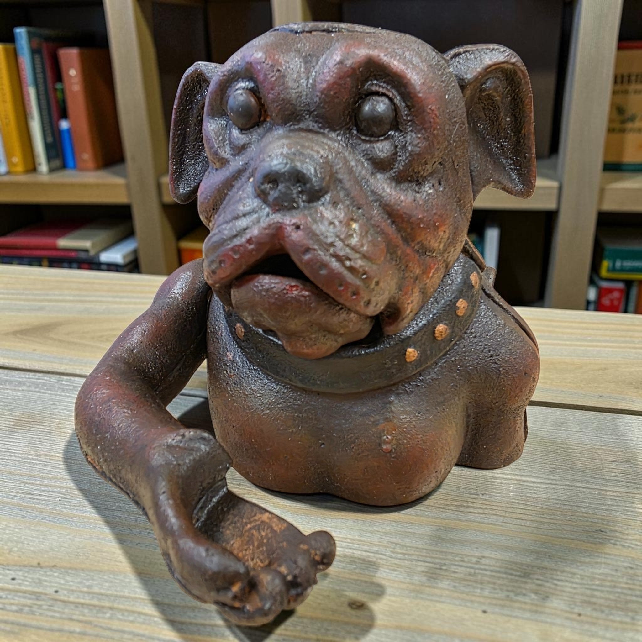 Bulldog Cast Iron Mechanical Coin Bank With Painted Antique Finish (5" x 6.5") - Jones Peak
