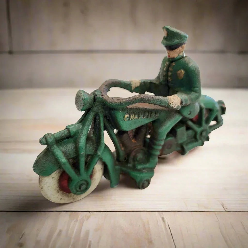 Champion Motorcycle Cast Iron with Painted Antique Finish (7“ x 4”) - Jones Peak