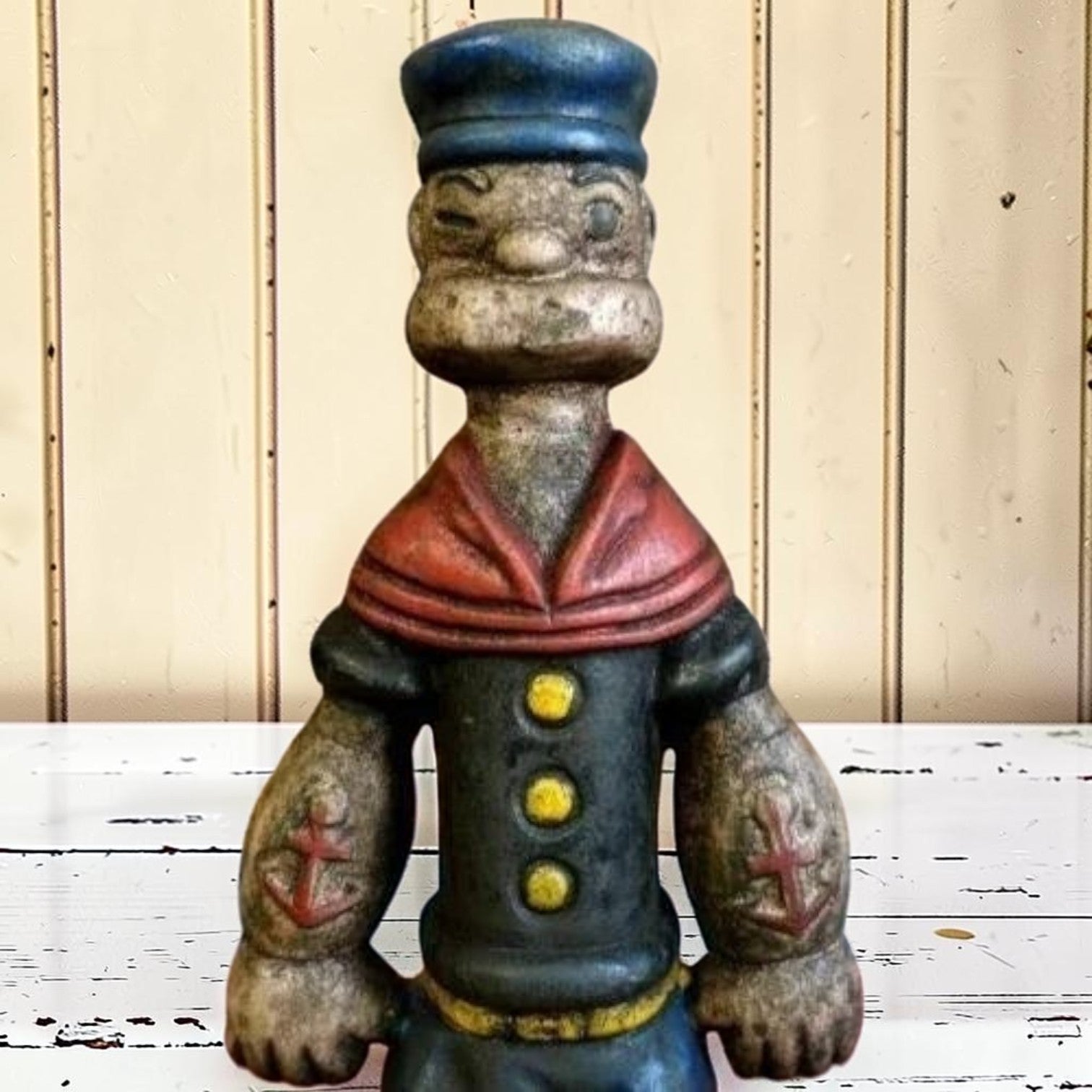Popeye Sailor Man Cast Iron Coin Bank With Painted Antique Finish (9" Tall) - Jones Peak