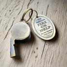 Fire Or Help Solid Brass Fire Department Tag & Whistle (2" Long) - Jones Peak