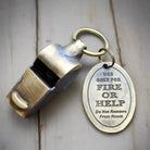 Fire Or Help Solid Brass Fire Department Tag & Whistle (2" Long) - Jones Peak