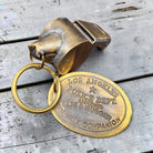 LAPD 1920's Solid Brass Police Rape Tag & Whistle (2" Long) - Jones Peak