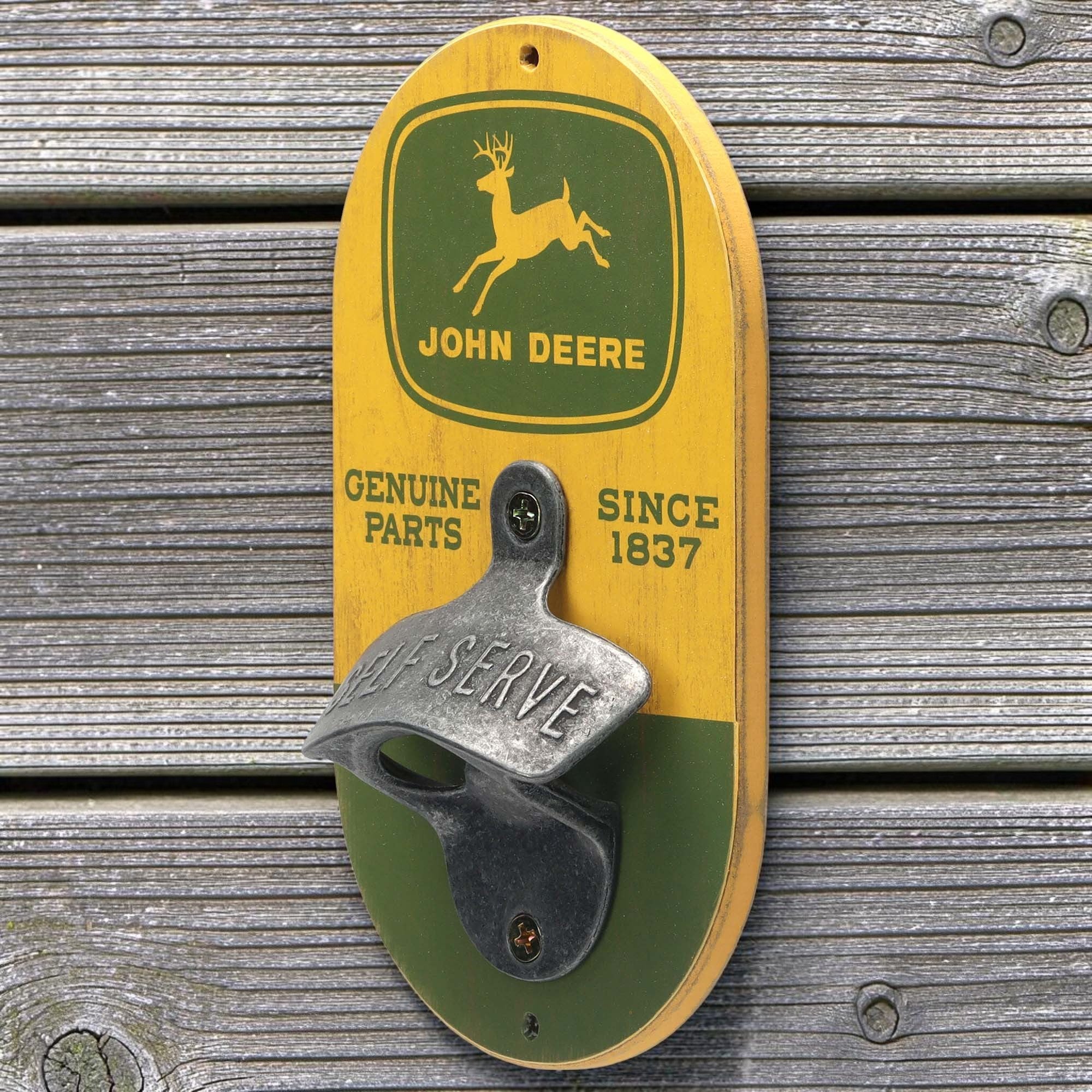 John Deere Logo Vintage Wall Bottle Opener (3.5" x 6") - Jones Peak