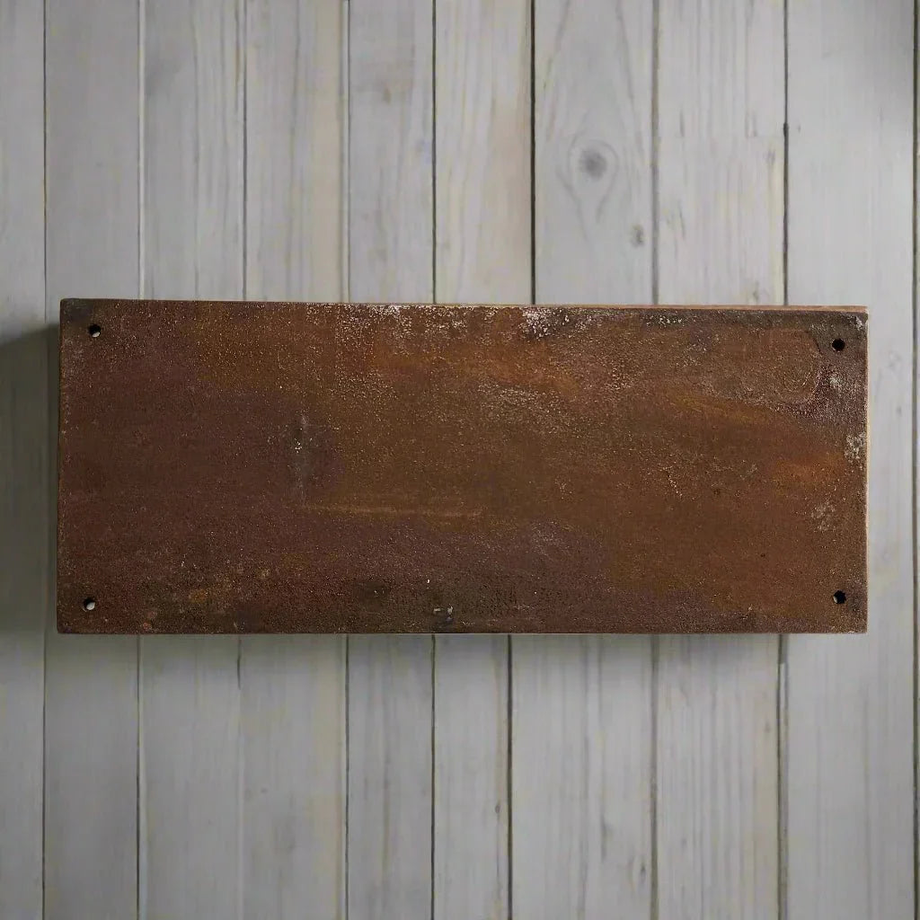 Gulf Sold Here 1944 Embossed Cast Iron Plaque With Antique Finish (11" x 4.5") - Jones Peak
