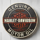 Motorcycle Genuine Motor Oil Cast Iron Plaque With Raised Lettering (9.5" Round) - Jones Peak