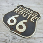 Route 66 Cast Iron Embossed Plaque With Painted Antique Finish (7.5" x 7.5") - Jones Peak