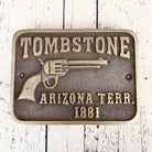 Tombstone Arizona Terr. Sold Brass Plaque With Antique Finish (4.25" x 3") - Jones Peak
