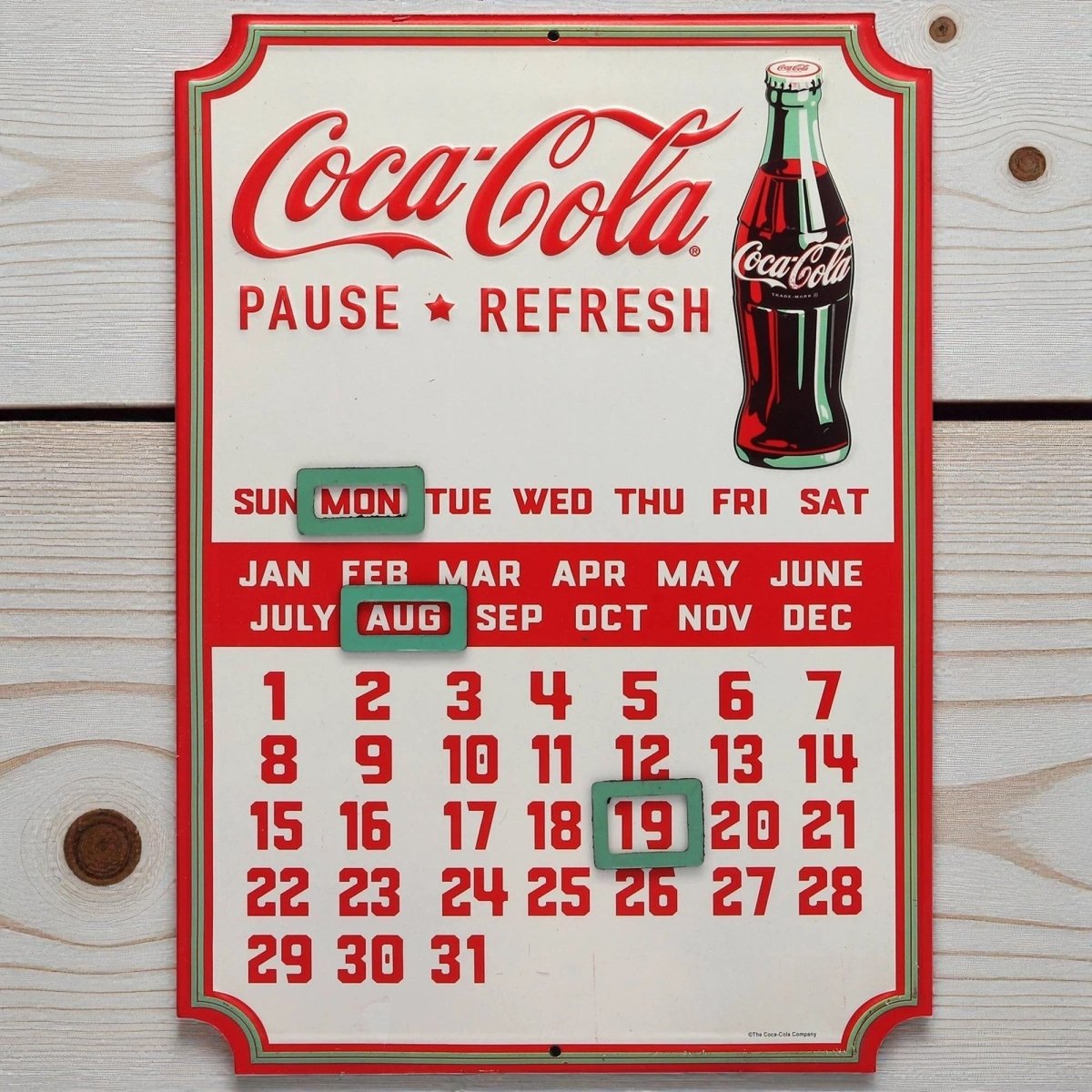 Coca - Cola Calendar Embossed Metal Sign - Jones Peak