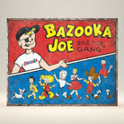 Bazooka Joe Gang metal sign with retro comic characters in red, blue and yellow