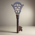Jones Peak medieval Viking cast iron key with ornate bow and distressed finish, 5" x 2"