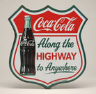 Jones Peak Coca-Cola highway sign metal magnet with embossed metal and printed design, featuring a vintage bottle and text.