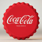 Coca-Cola Classic bottle cap metal sign with red background and white Coca-Cola logo