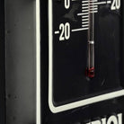 Jones Peak Jeep Glow-in-the-Dark Wall Thermometer, black embossed metal with white trim and markings.