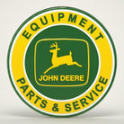 Jones Peak John Deere Equipment Parts & Service round metal magnet with yellow deer logo and text.
