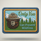 Jones Peak Smokey Bear magnet with "Only You Can Prevent Wildfires" text. Features Smokey Bear in his hat against a mountain and forest background.