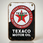 Jones Peak Texaco Motor Oil vintage metal magnet with red star logo and distressed finish.