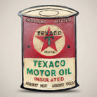 Jones Peak vintage Texaco Motor Oil aluminum plaque, red and cream with embossed star logo and text.