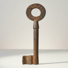 Jones Peak Alcatraz Prison San Francisco cast iron cell key with antique finish, 5" long.