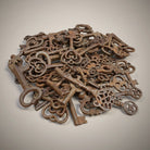 Jones Peak assorted cast iron skeleton keys with a distressed antique finish, ideal for decor and crafts.