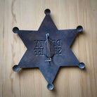 Deputy Sheriff Old West Solid Brass Star Badge With Antique Finish & Soldered Pin (3" x 2.25") - Jones Peak