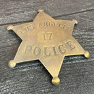 LAPD Police Star Solid Brass Badge With Antique Finish & Soldered Pin Back (3" x 2.25") - Jones Peak