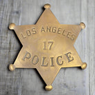 LAPD Police Star Solid Brass Badge With Antique Finish & Soldered Pin Back (3" x 2.25") - Jones Peak