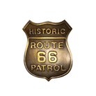 Route 66 Solid Brass Badge With Raised Lettering & Soldered Pin (2.5" x 2") - Jones Peak