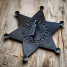 Sheriff Las Vegas Nevada Terr. Solid Brass Star Badge With Antique Finish & Soldered Pin (3" x 2.25") - Jones Peak