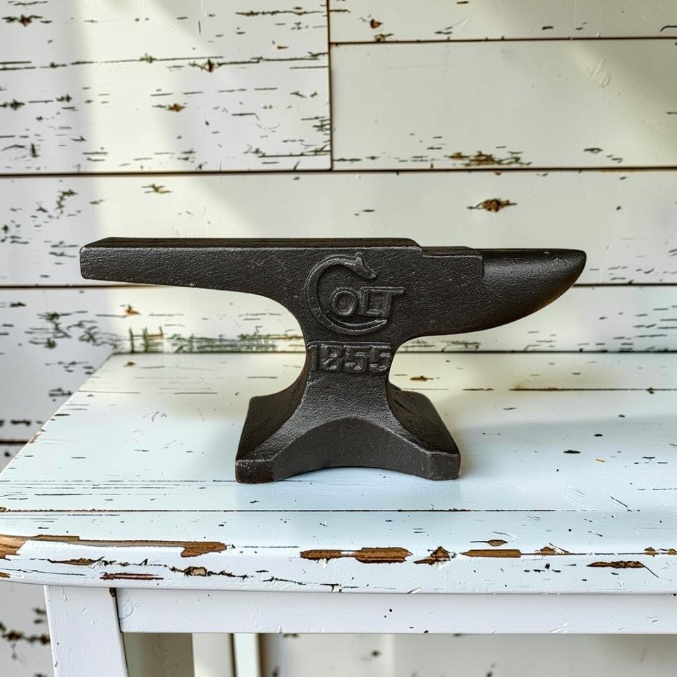 Colt 1855 Cast Iron Anvil Paperweight With Raised Letter & Antique Finish (5.75" x 2.5") - Jones Peak