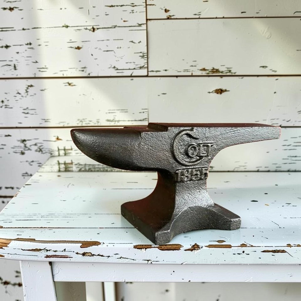 Colt 1855 Cast Iron Anvil Paperweight With Raised Letter & Antique Finish (5.75" x 2.5") - Jones Peak