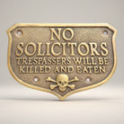 Pirate Skull No Solicitors Brass Plaque - Jones Peak