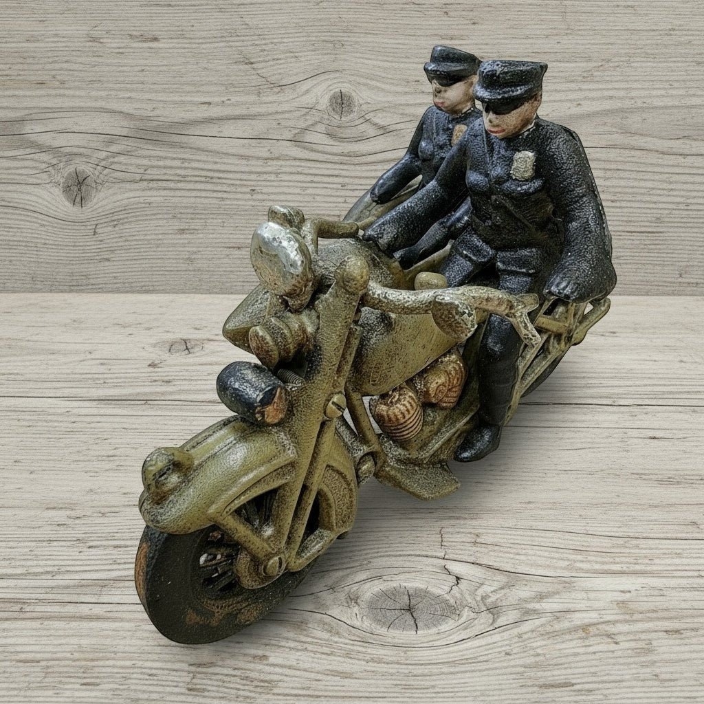 Police Cast Iron Motorcycle With Side Car - Jones Peak