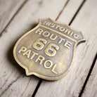Route 66 Solid Brass Badge With Raised Lettering & Soldered Pin (Free Gift!) - Jones Peak